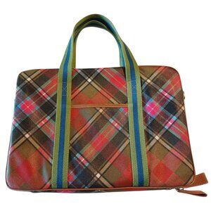 Rare Vintage VIVIENNE WESTWOOD Tartan Leather Laptop Computer Suitcase Bag Y2K